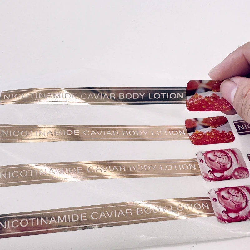 Waterproof PET Glossy Silver Luxury Cosmetic Perfume Sticker UV Printed Luxury Make Label