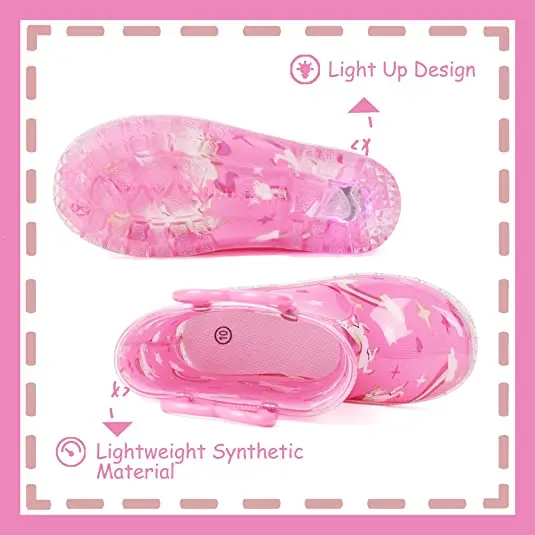 High Quality cheap pvc rain boots Led Light with handle Kids PVC Rain Boots