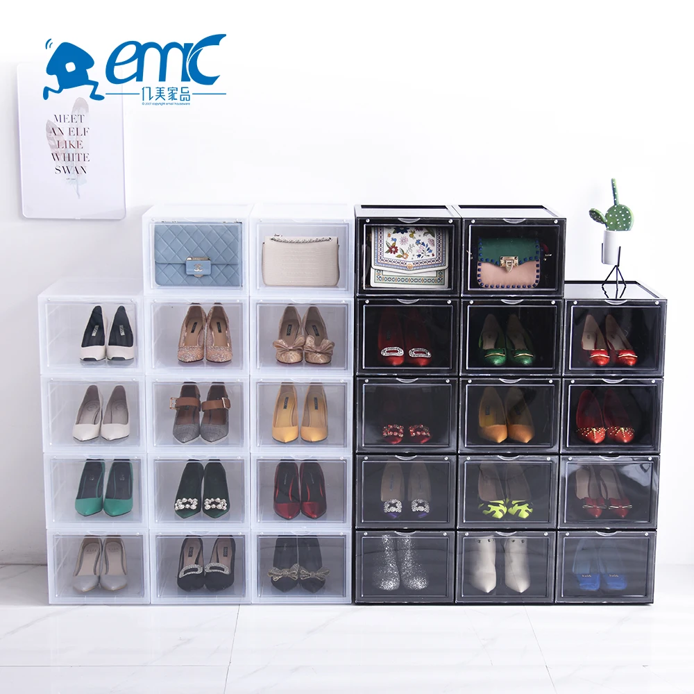 Wholesale custom design clear plastic shoe boxes organizer