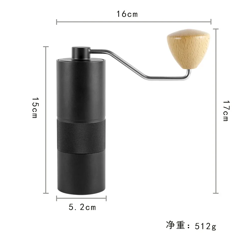China Manufacturer Supply Mini Wood Handle Coffee Espresso Grinder Black Burr Mill Coffee Grinder