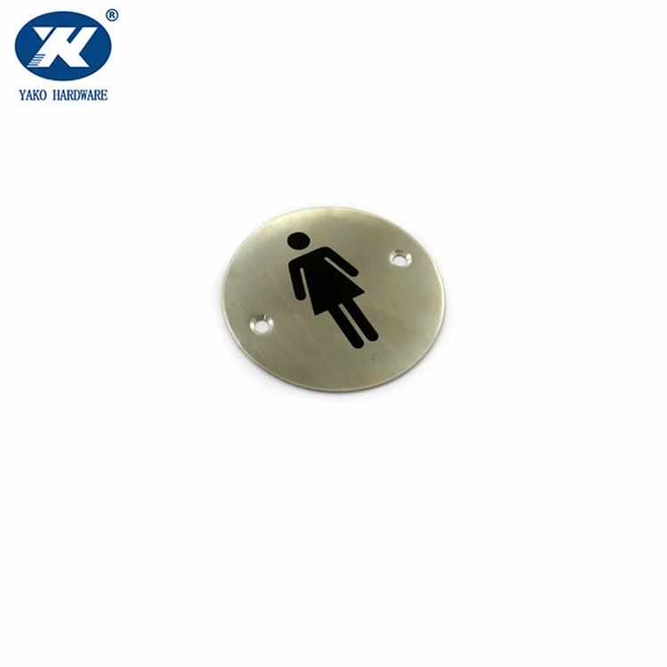 Custom Round wc stainless steel Wall mounting Male Female Lady Washroom Toilet Sign Plate