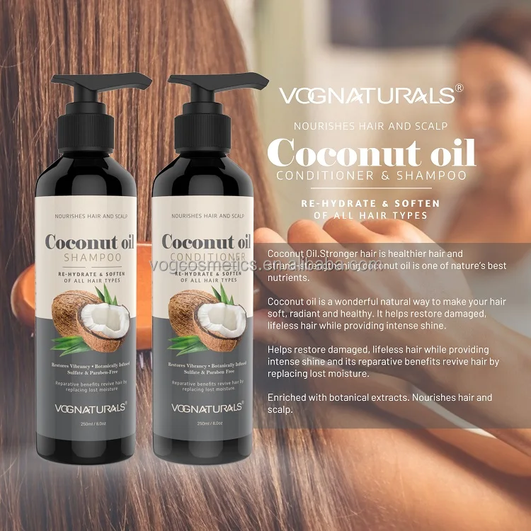 OEM Natural Moisturizing Coconut Oil Hair Shampoo And Argan Oil Conditioner Coconut Shea Butter Hair Care Shampoo