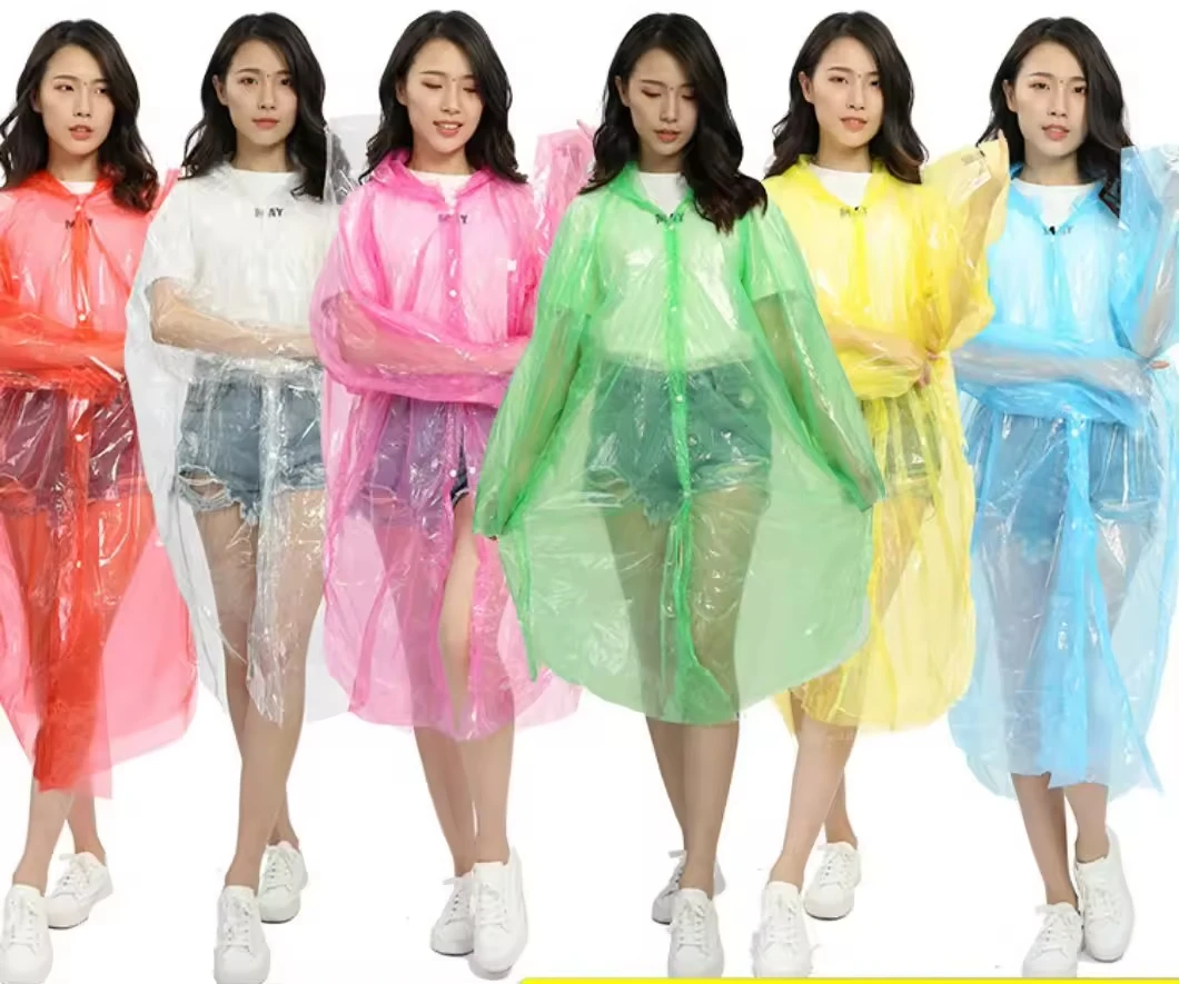 High quality PE clear plastic rain suit rain waterproof overall disposable PE raincoat