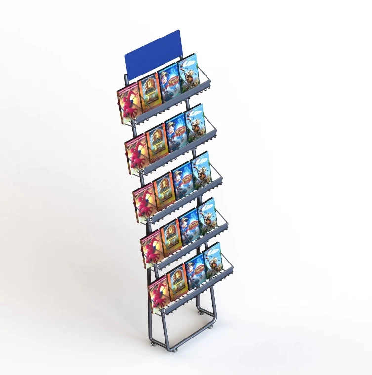 Retail DVD Display Rack for CD Store Metal 4 Tier Card rack Store Reastar Card Display Stand