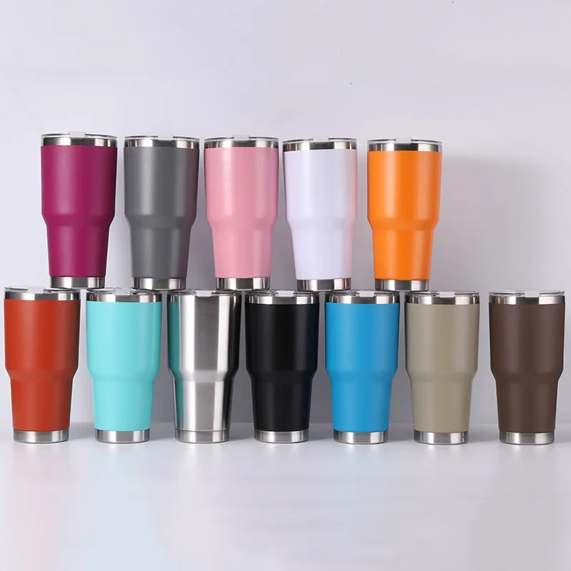 Hot Sale Custom Reusable 16oz Double Wall Colored Matte Black Vacuum Bulk Cold Drinks Tumbler Cups With Lid And Straw
