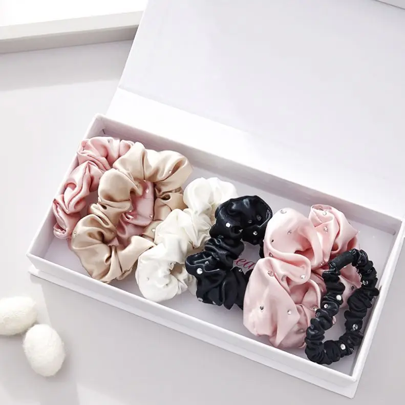 Mulberry 6Pcs/Set French Grace Wholesale For Advertising Promotion Activities Silk Hair Scrunchi With Branding