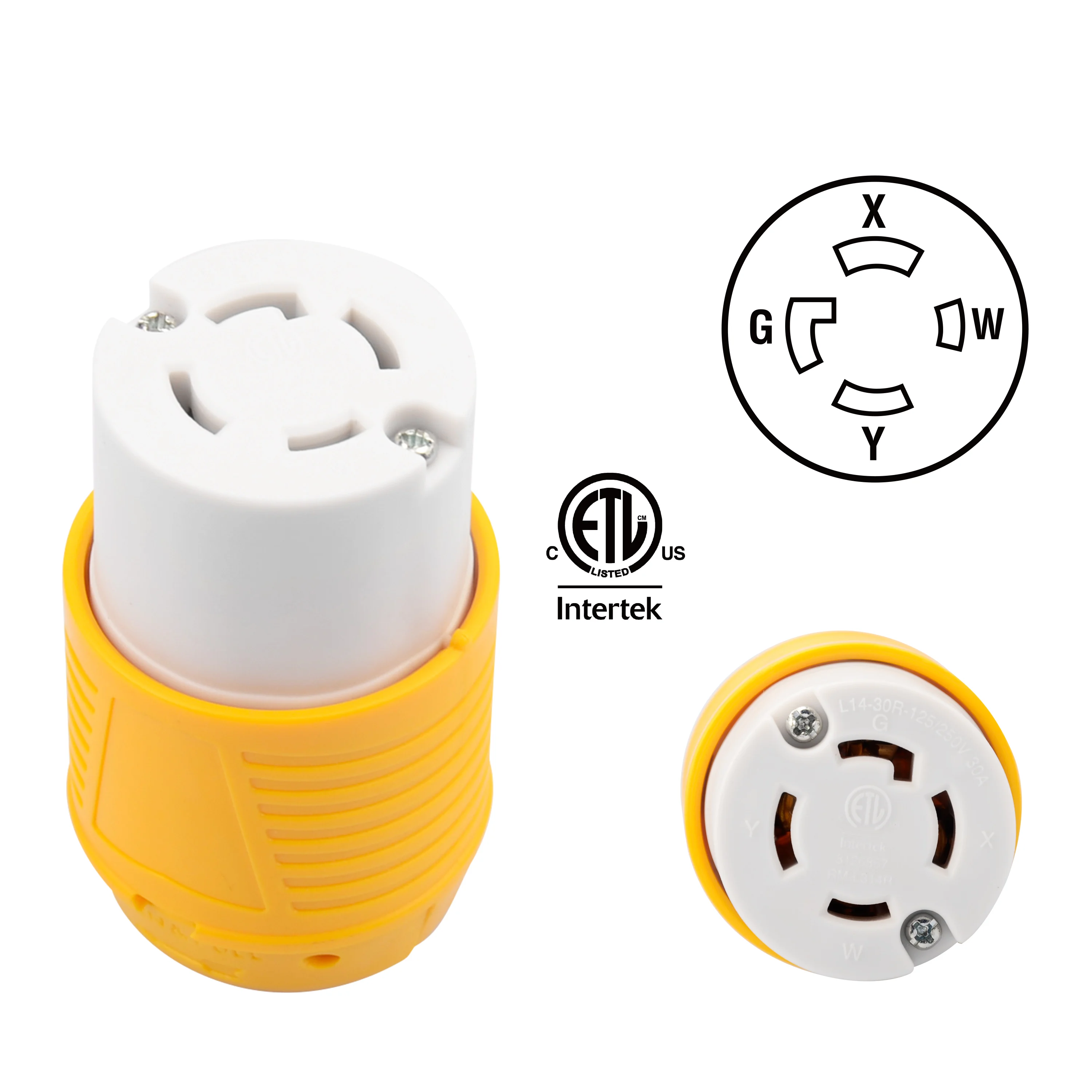 Locking Connector for Generator NEMA L14-30R Extension Cord End Female Connector 30A 125/250V Electrical Replacement Connector