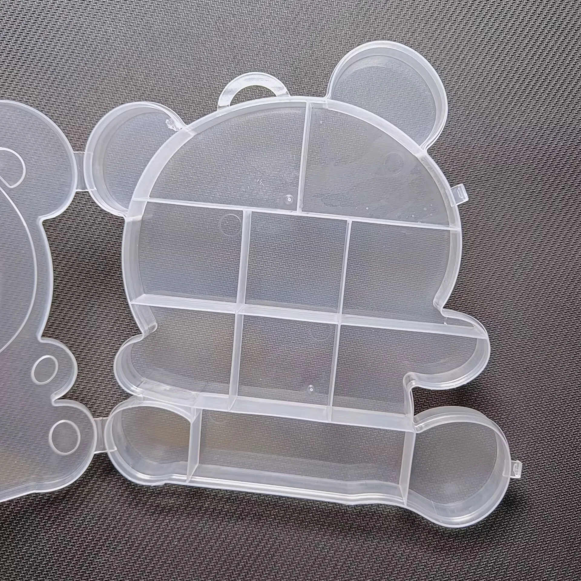 Cartoon Bear Transparent Jewelry Box Plastic Storage Case Container for Beads Earring Box Jewelry Organizer Display Box