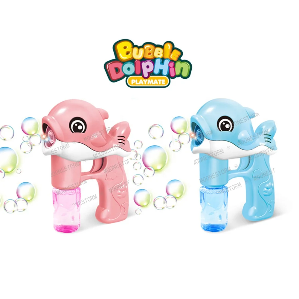 Kid Summer Toys Dolphin Automatic Bubble Maker Blower Machine with 2 Bubble Solutions Bubble Blaster