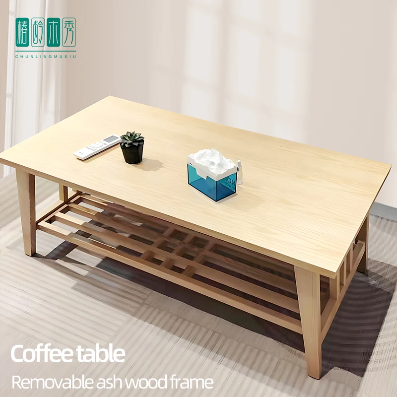 Tea table living room household solid wood tea table small Japanese casual dining table