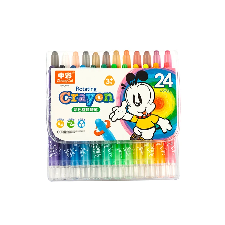 Factory Customization Fancy 24 Color Non Toxic Twist Plastic Rotation Silky Crayon Smooth Drawing Crayon