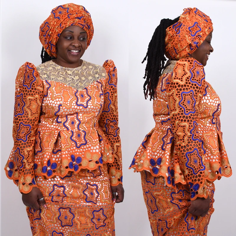 African Dry Lace Fabric Nigerian Lace Fabric White add Brown High Quality Swiss Voile Lace In Switzerland For Women Wedding 1801