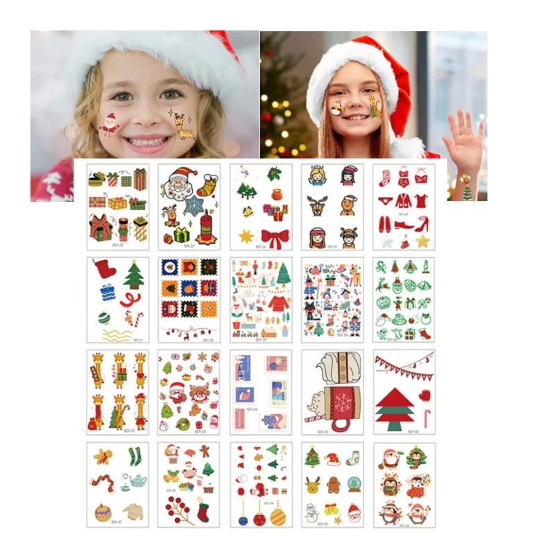 Wholesale Cheap Vintage Christmas Cute cartoon Temporary Waterproof Decorative Skins Logo Label Decals Tattoo Stickers