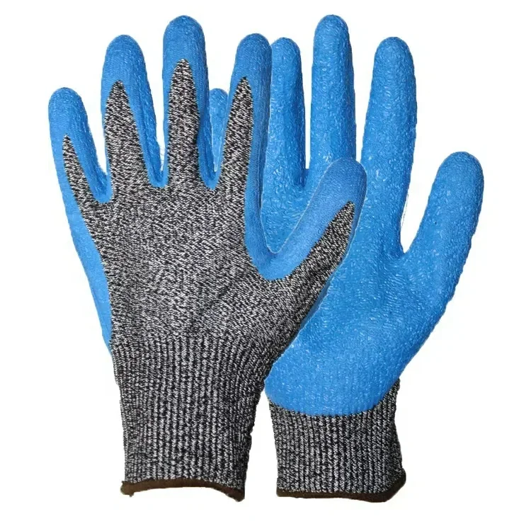 13 Gauge Cut Resistant HPPE Safety Crinkle Latex Gloves Construction Industry Work