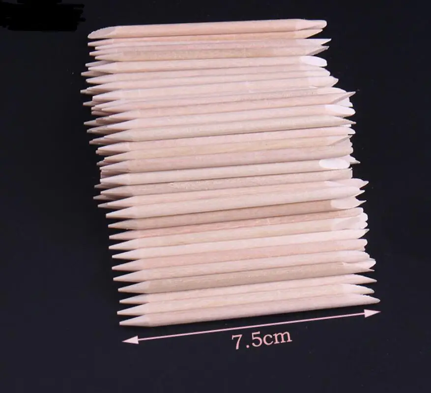 Double Ended Pedicure orange wood Tools nail art cuticle pusher Wooden Manicure Nail Art Wood Stick