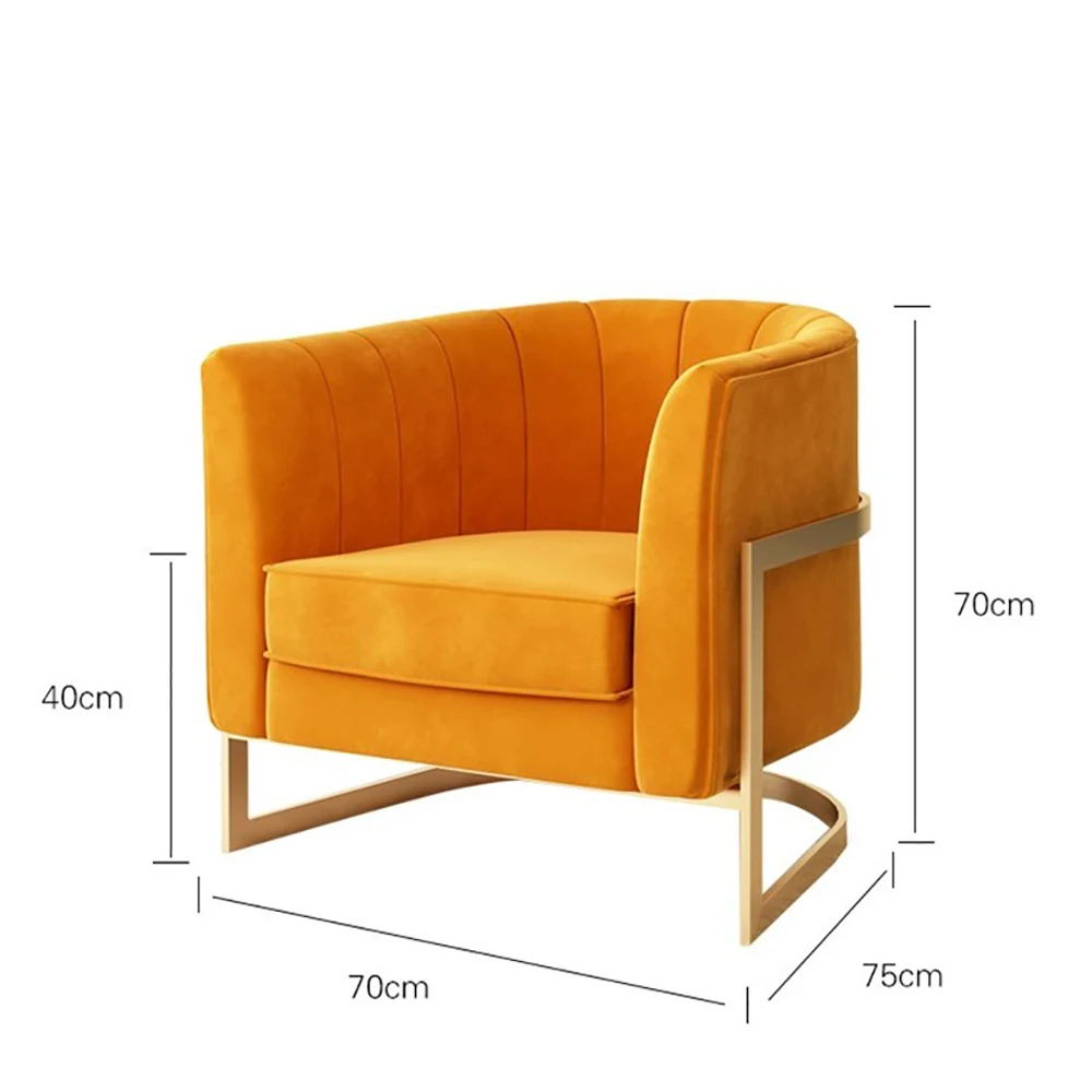 Hot sale metal office luxury tufted covers with comfortable velvet cushion arm living room chairs modern single chair sofa