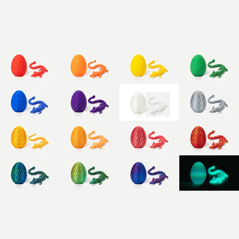 New Arrival 3D Printed Crystal Dragon with Egg Dinosaur Fidget Toy Gifts Easter Eggs Basket Stuffers Dragon Egg Collection