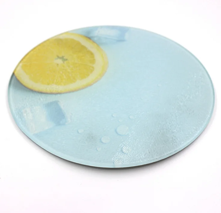 cheap price round sublimation blank tempered glass cutting board with white coating dia 20cm