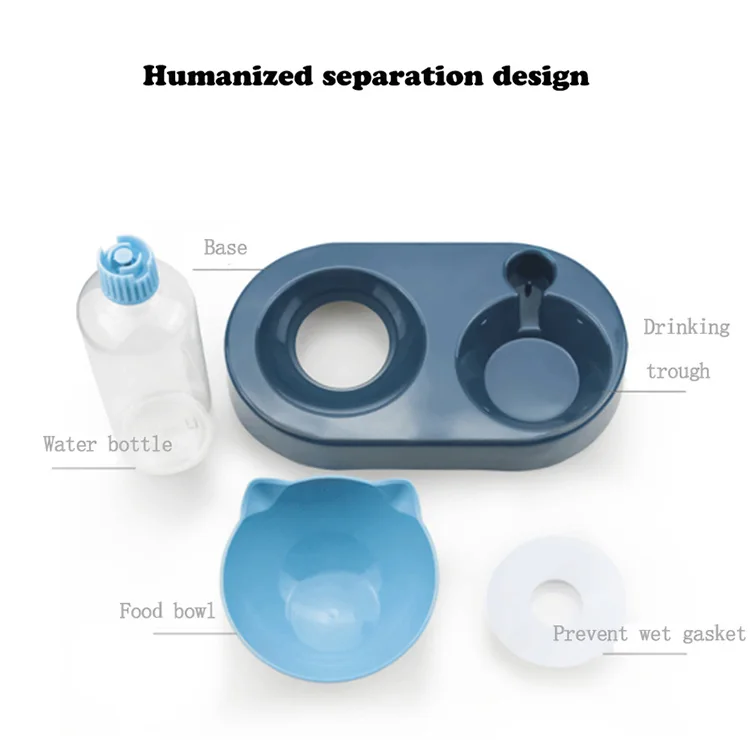 New 2-in-1 Cat Bowl Water Dispenser Automatic Storage Pet Dog Food Container with Waterer