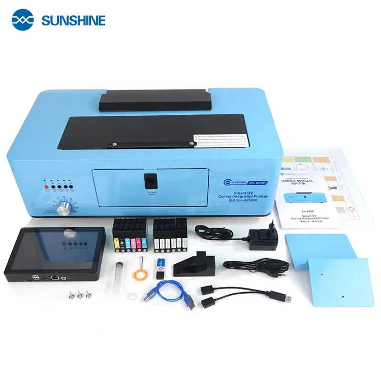 SUNSHINE A4 Smart UV Printer with 8 Inches Touch Computer HD Embossed Print for PUV PC TPU Leather Coated Paper Material SS-890P