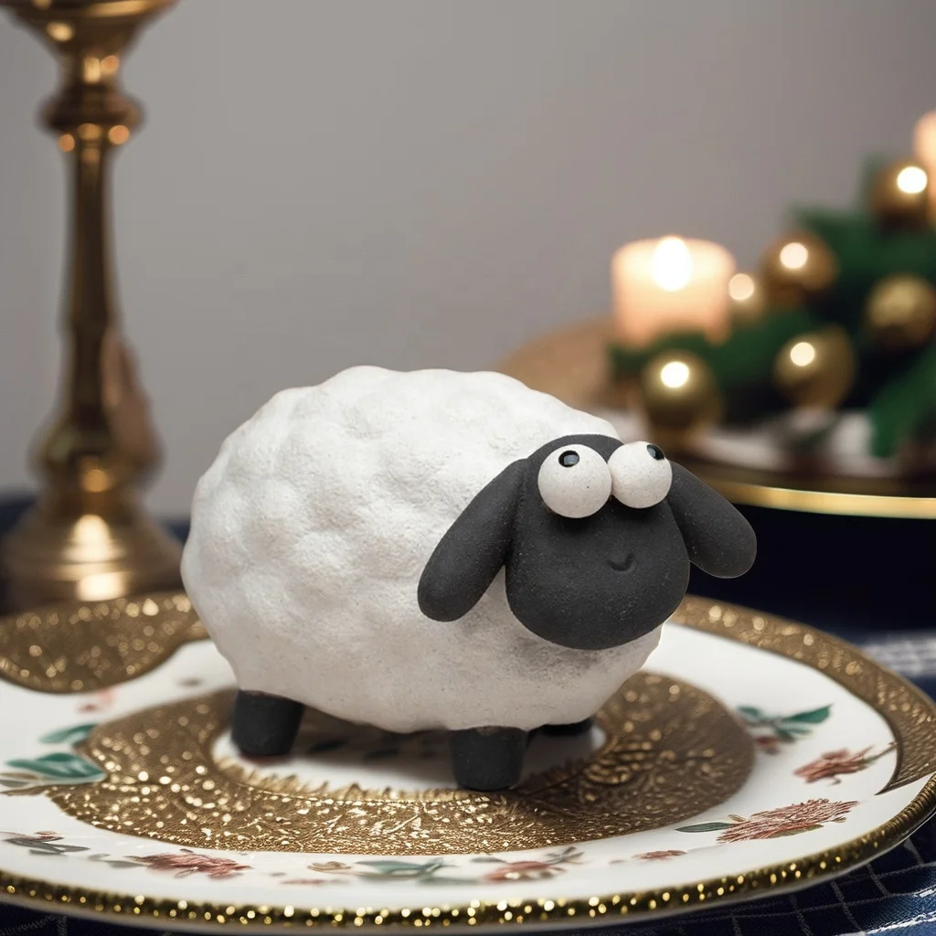 Handmade Purple Clay Cute Lamb Jewelry Decorative Art Design Desktop Ceramic Tea Ceremony Accessories