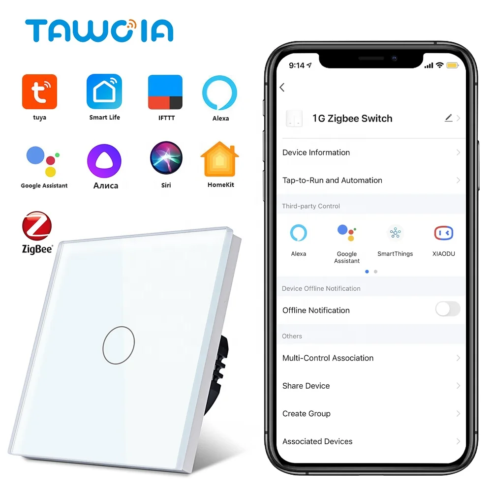 Умный выключатель TAWOIA Tuya Zigbee 1 комплект бытовая техника для умного