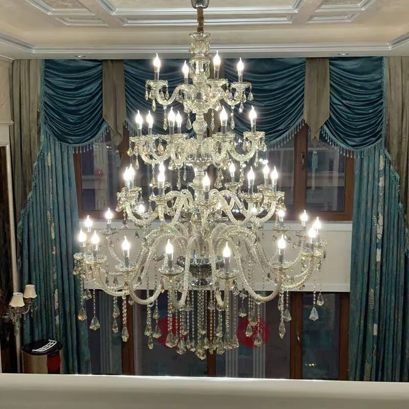 China Wholesale Stairway Clubhouse Custom Project Luxury Crystal Led Chandelier Lamp