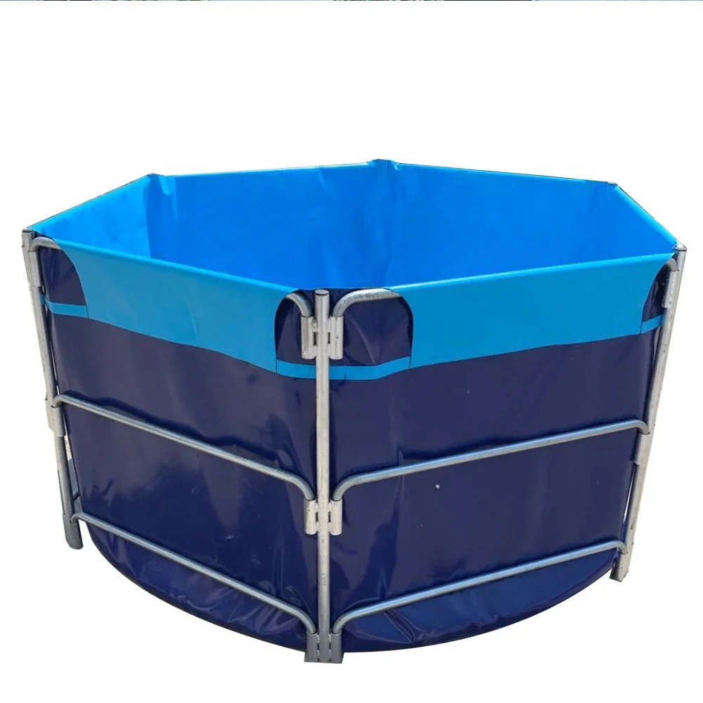 Factory Custom Durable Foldable Square Tarpaulin Biofloc Aquaculture Pvc Ras Pool Folding Tilapia Fish Farming Tank