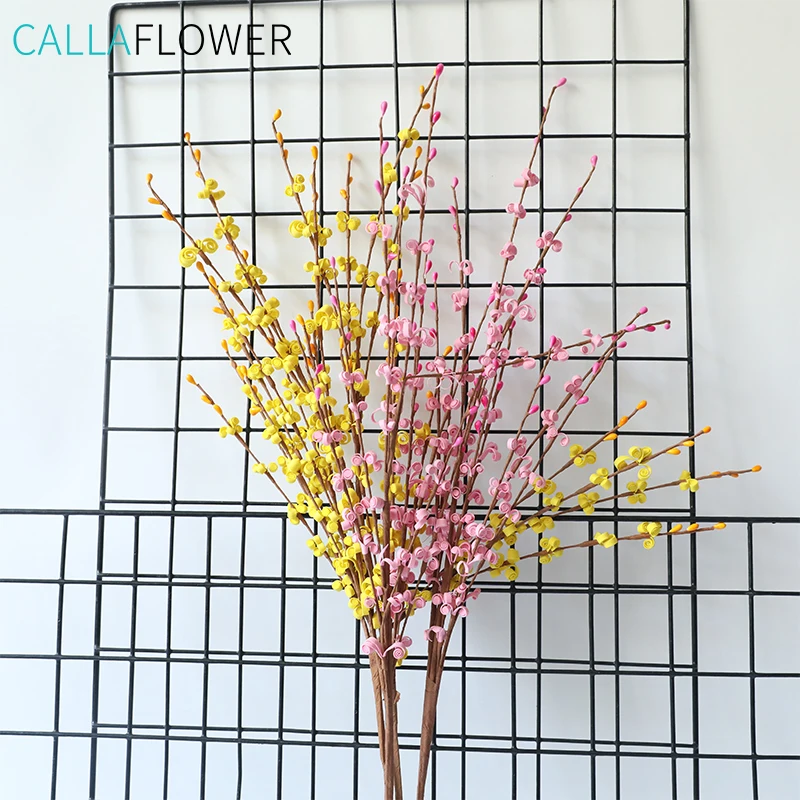 MW09901 Factory Direct Sale Artificial Flower Simulation Long Stem PE Material Winter Jasmine Spray For Decorative Flower