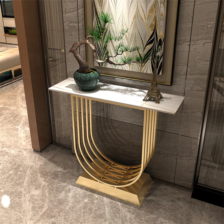 High Quality Home Furniture Living Room Console Table Hallway Gold Marble Console Table
