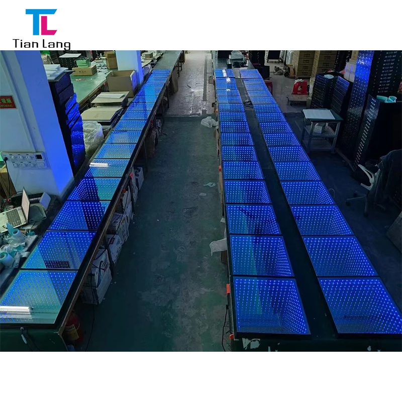 Wedding Decorations Newest Portable Panel Double Tunnel LED 3D Mirror Abyss Dance Floor For DJ Disco Stage Night Club