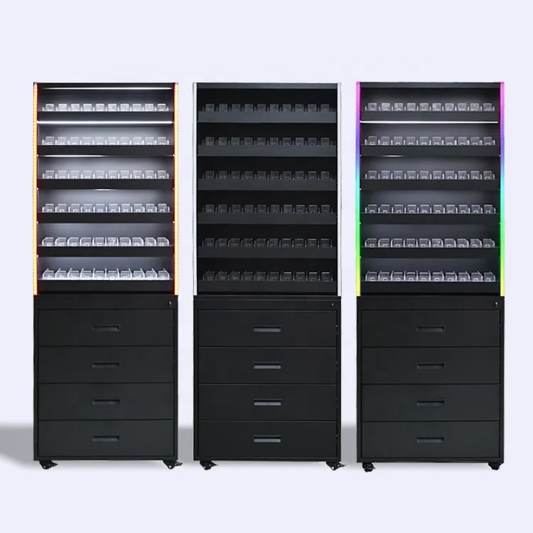 APEX Custom Floor Standing Metal Smoke Display Stand Smoke Shop Display Cabinet with RGB Led