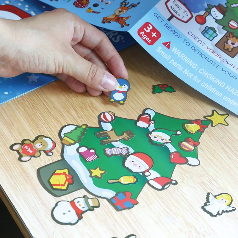 New Creative Children Cartoon Christmas DIY Sticker Santa Snowman Cute PVC Sticker For Kids