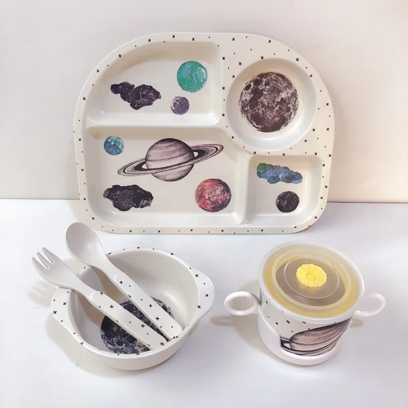 Cheap items and ecofriendly bamboo fiber kids plate sets