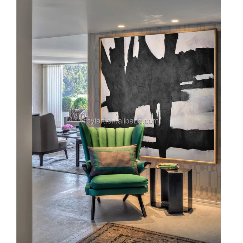 Amazon Top Seller Black and White Modern Art Contemporary Hand-made Canvas Oil Painting Factory Drop Shipping Ready To Ship