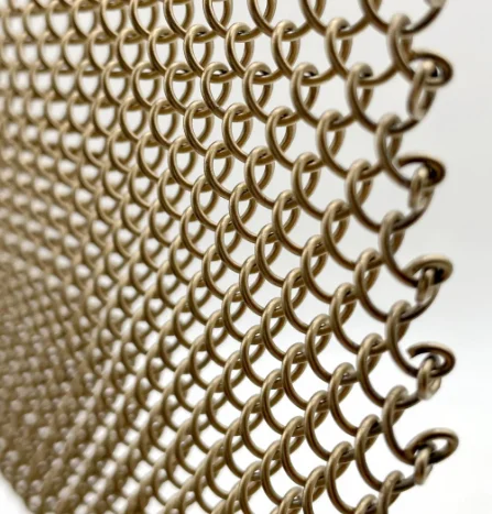 Coil Drapery Chainlink Metal Mesh Curtain Gold Color Screen Room Chain Link Architectural Mesh For Ceiling Fireplace Mesh
