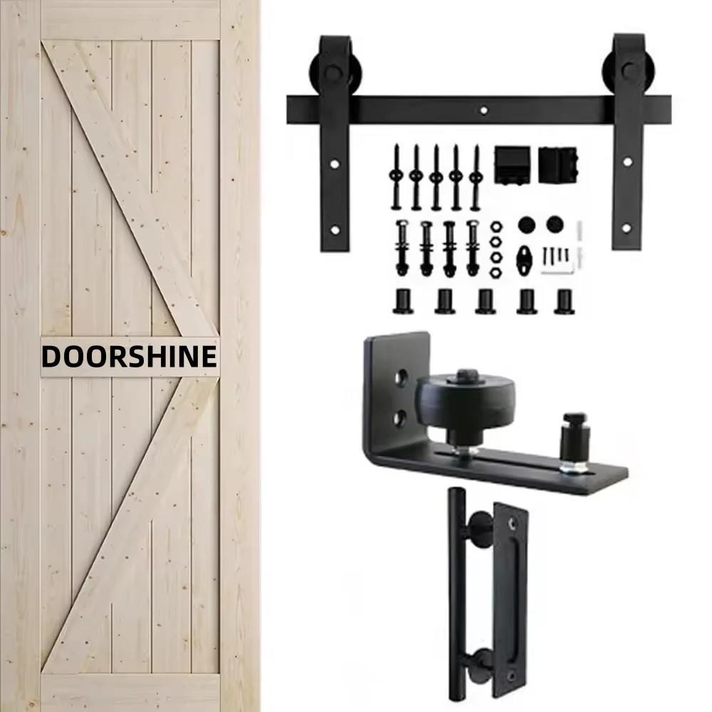 Black 2 Pack Latch Privacy Modern Rectangular Rustic Stainless Steel Window 6.1 Inch Cast Iron Sliding Pull Handle For Barn Door