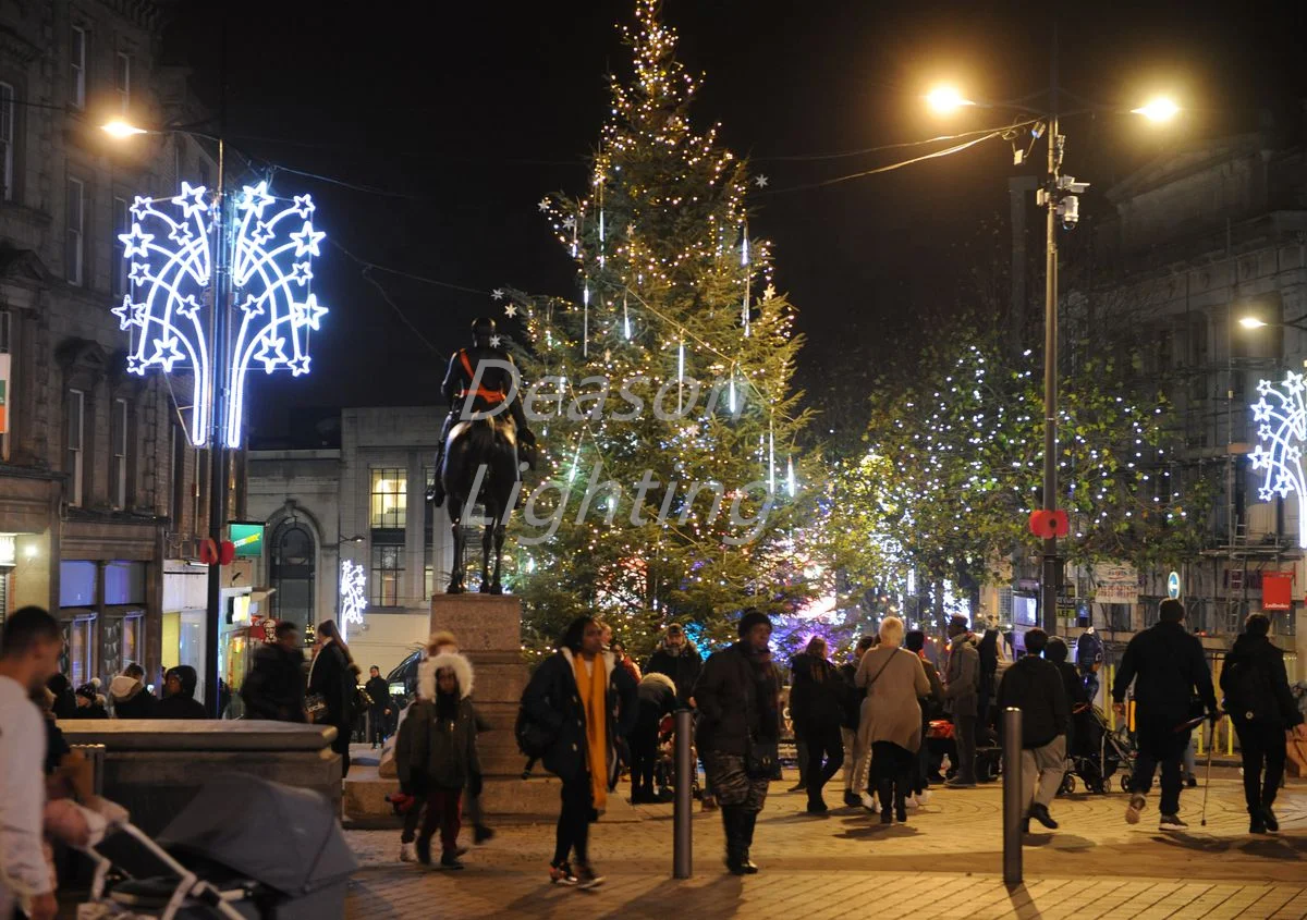 christmas street pole decorations led star lights