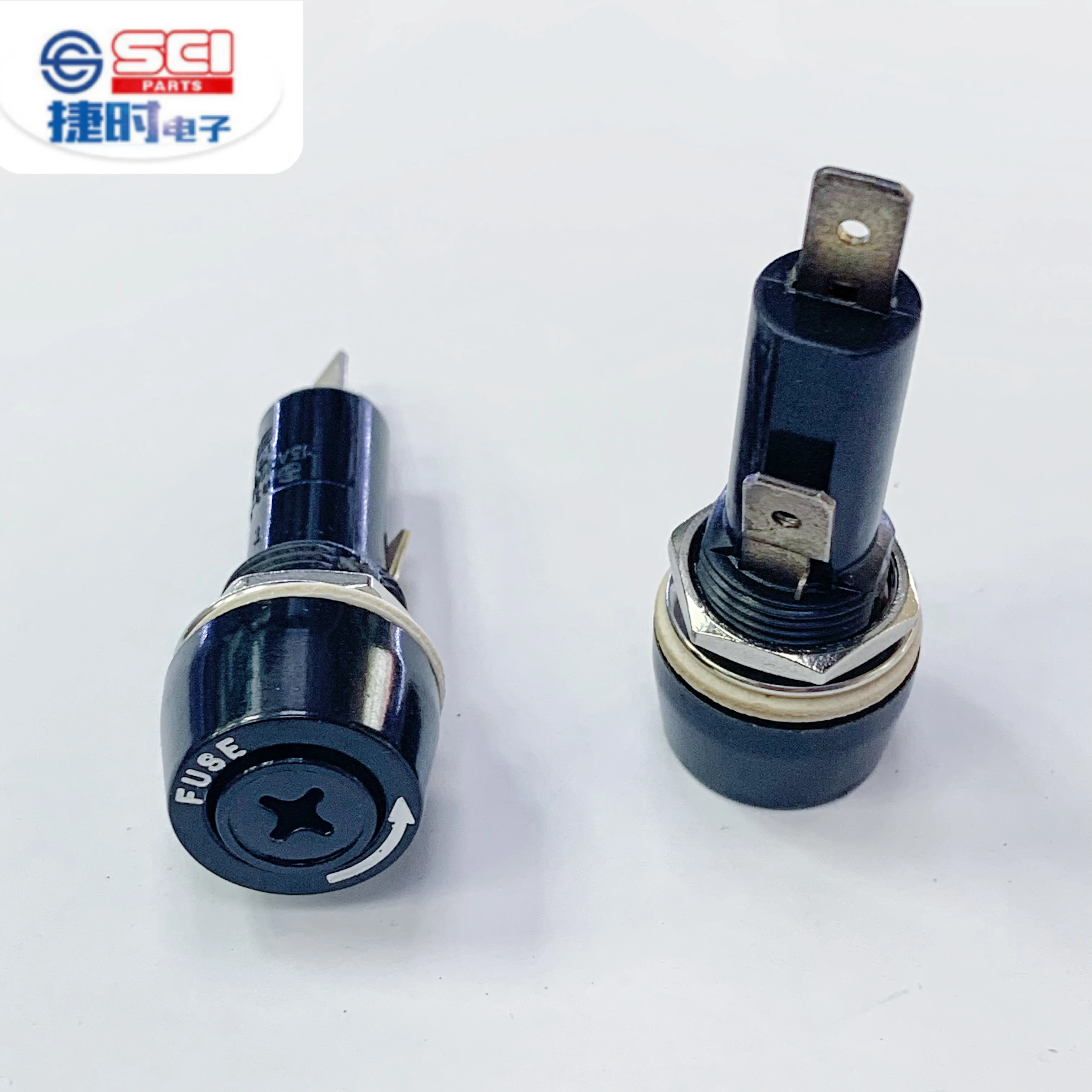 R3-53 Fuse holder quick connect 15a 250v AC screw type mount by nut fuse holder