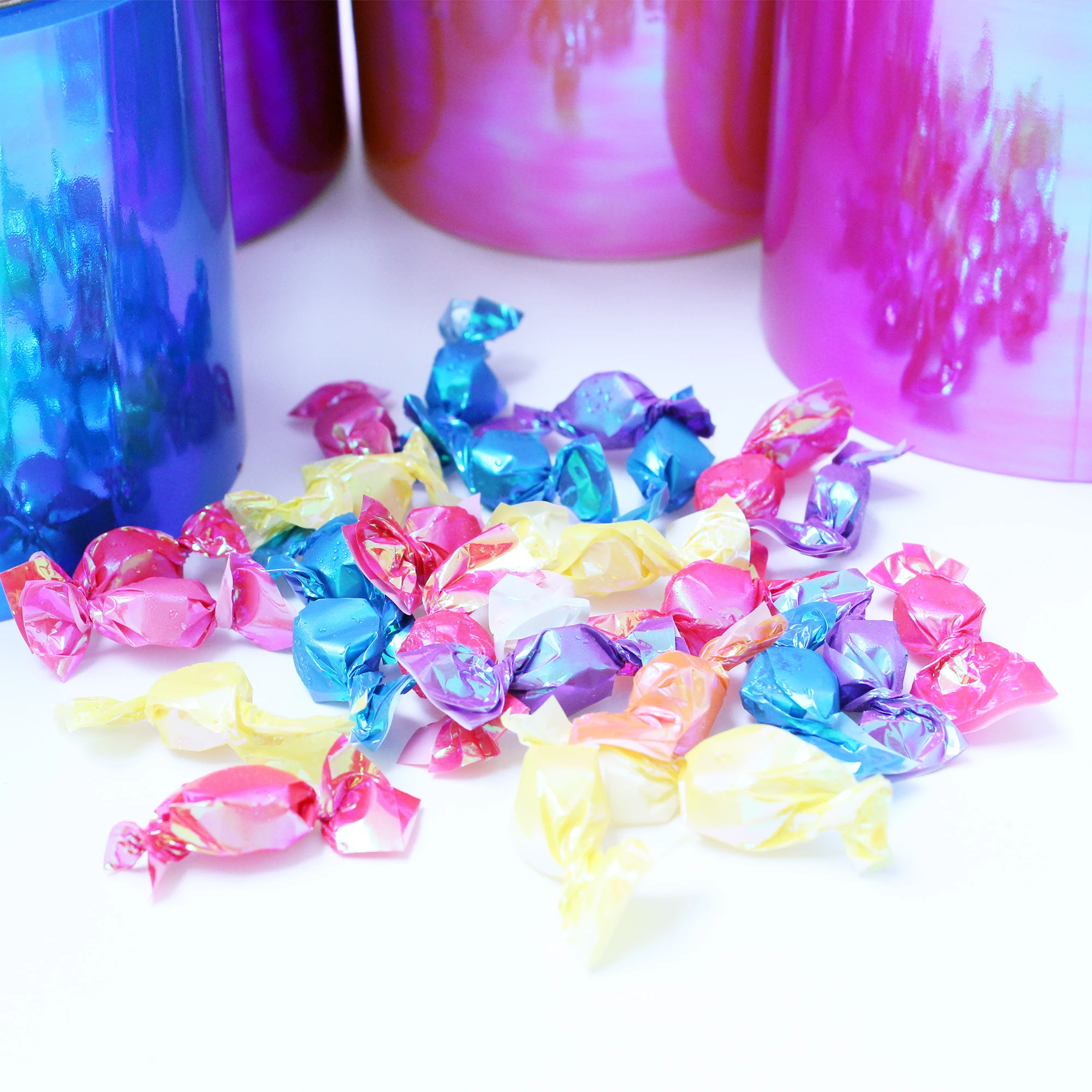 Ламинированная пластиковая рулонная пленка PE Packaging Mylar Roll Film Rainbow Color печатная в рулоне для конфет