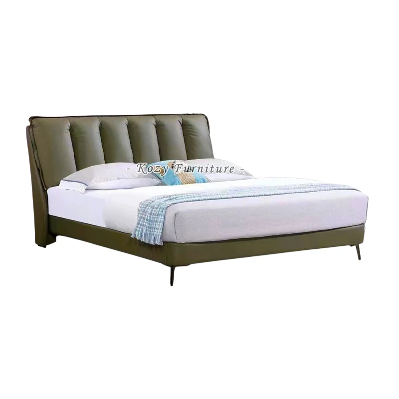 2024 Modern Luxurious Design Bedroom Furniture Set King Queen Single Double Size Comfortable Leather Bed
