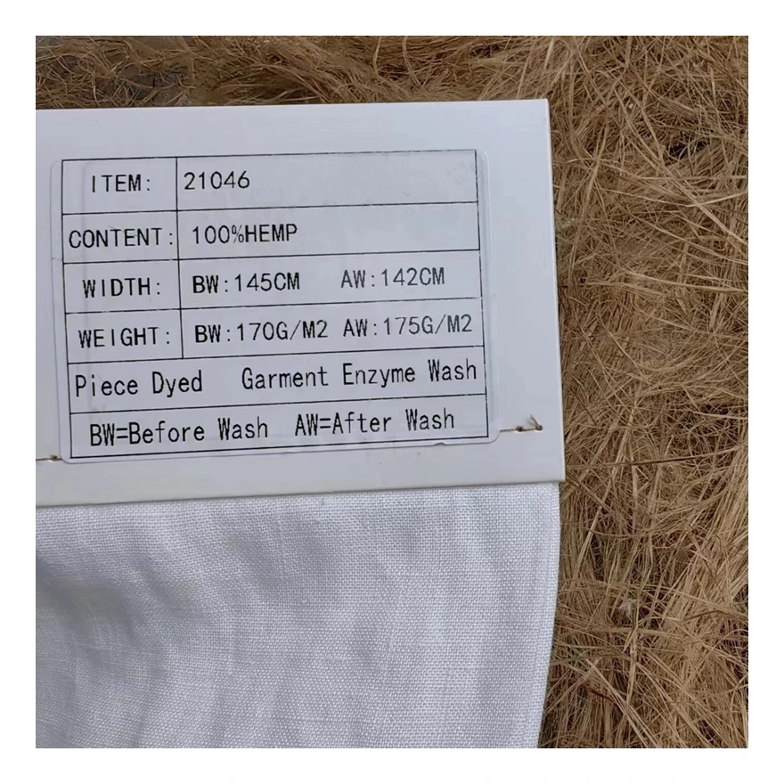 21046-устойчивый материал 170gsm 100% из натуральной конопляной ткани для мужчин футболка/повседневные брюки и другая летняя одежда