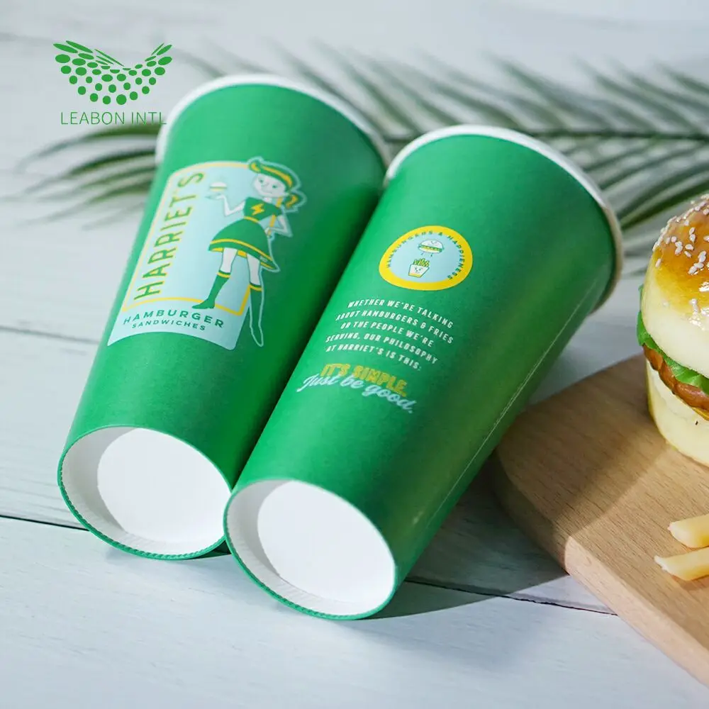 Logo Printing Single Double Wall 8oz 12oz 16oz 20oz  Disposable Hot Drinks Paper Cup Hot Paper Coffee Cups