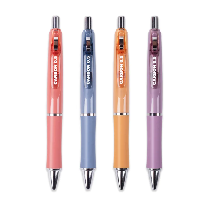 Colnk Carbon Large Capacity Retractable Gel Pen Low Center of Gravity Pure Copper Tip Student Exam Black Pen 0.5mm Signature Pen