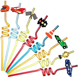 Fashion Bar Accessories Buckle Personality Patch Food Grade Pet Art Cute Reusable Flexible Cartoon Silicone Drinking Straws