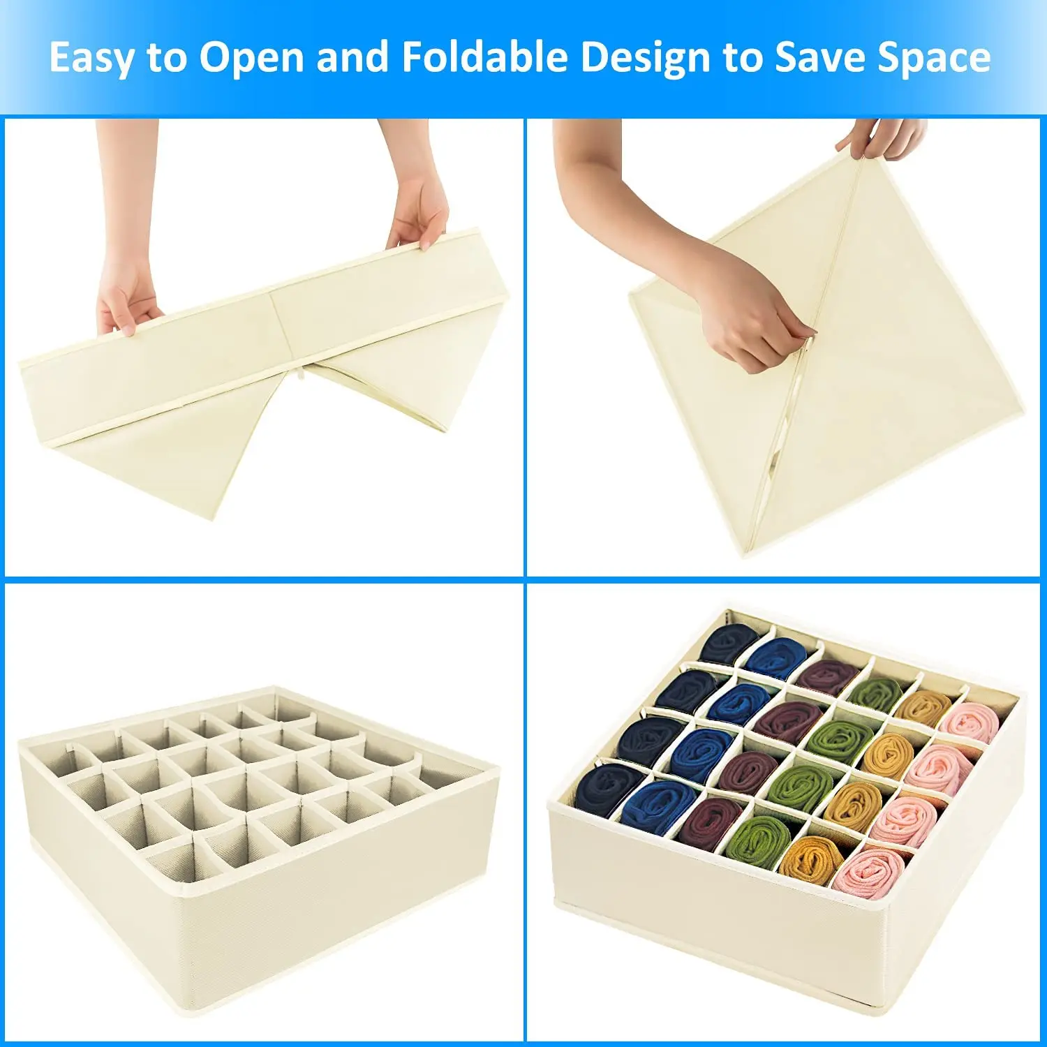Hot-Sale 4 Sets Collapsible household items for clothes socks underwear organizer for room organization storage containers