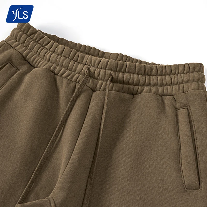 YLS Custom Oversized Fleece Cotton Flare Pants For Men Straight Wide Leg Baggy Sweatpants Stacked Sweat Pants