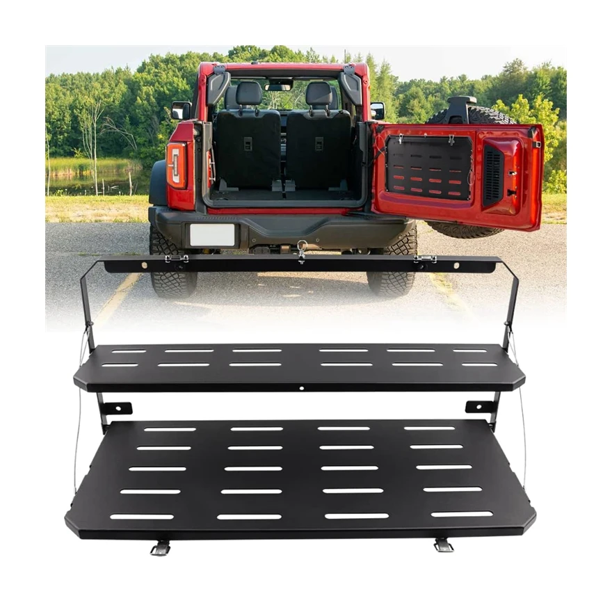 New Wind Car Accessories Rear Door Foldable Table Cargo Shelf Storage Cargo Luggage Holder Tailgate Rack for Ford Bronco 20-22