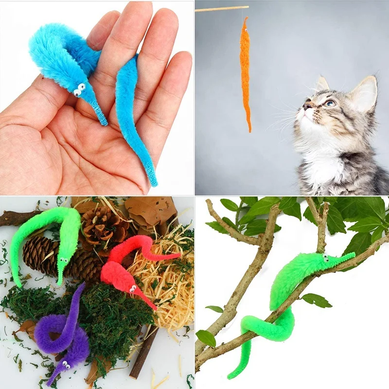 Wiggly Twisty Fuzzy Worms on a String Fuzzy Christmas Halloween Wizard New Strange Trick Toys for Kid