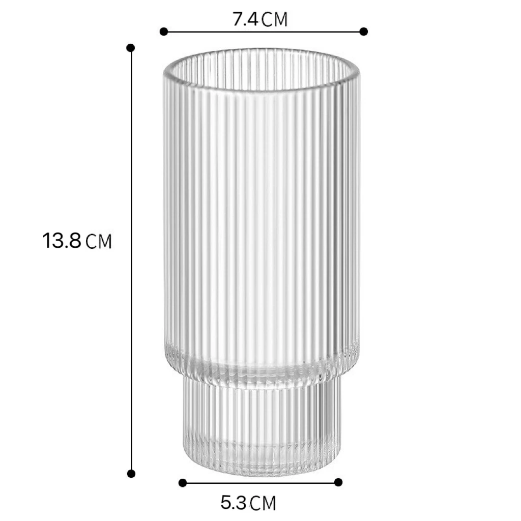 350ml Transparent Ribbed Vertical Striped Glass Cup Ribbed Crystal Ribbed Martini Ice Cream Whiskey Cocktail Glass cup